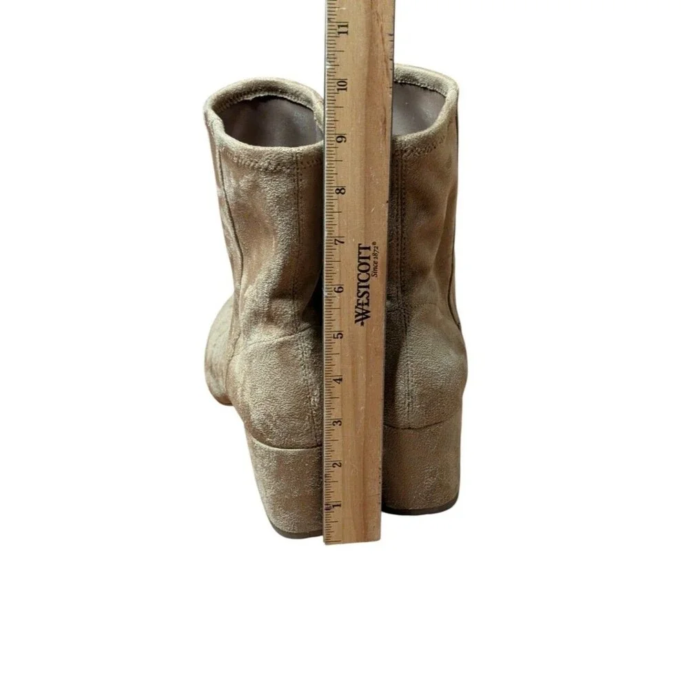 Boden Cara Taupe Stretch Sock Ankle Boots Block Heel Size 39/ 8US minimalist